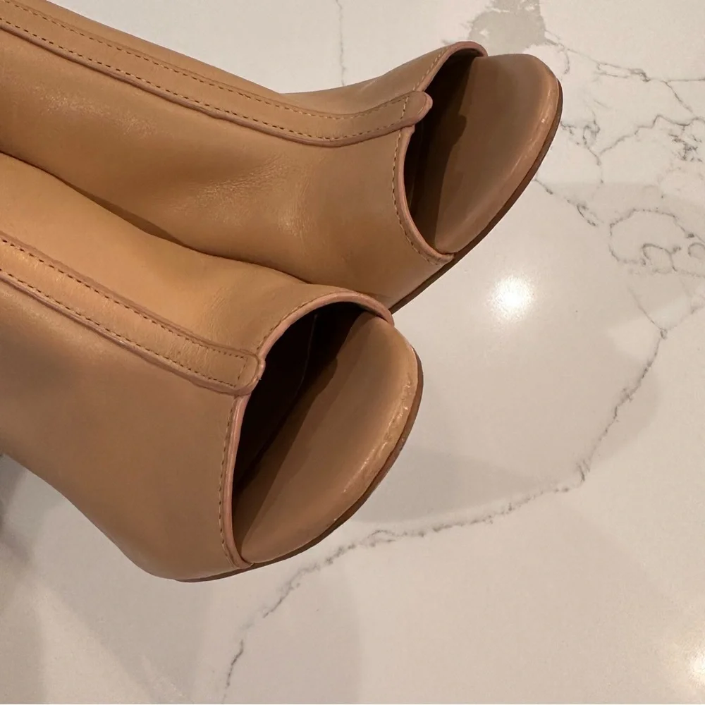 Charles David Womens Imperial Sandal Open Toe Bootie Sz 7.5 Tan Slingback Heels